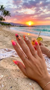 3. Tropical Sunset Pink Trendy Nails