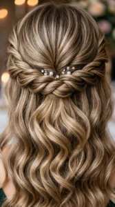 Twisted Crown Half Up Half Down Prom Hair