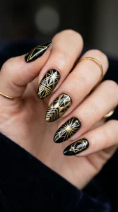 Geometric Gold Lines on Black