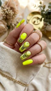4. Glowing Neon Yellow Trendy Nails
