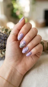 Lavender Nails with Flower Accents