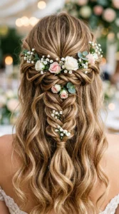 Romantic Floral Half Up Half Down Prom Hair