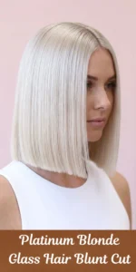 Platinum Blonde Glass Hair Blunt Cut