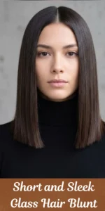 Sharp Mid-Length Glass Hair Blunt Cut