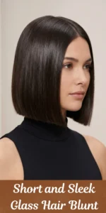 Short and Sleek Glass Hair Blunt Cut