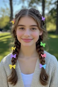 Side Braids with Butterfly Clips