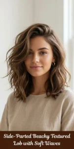 Side-Parted Beachy Textured Lob with Soft Waves