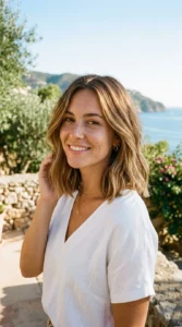 Sun-Kissed Minimalist Lob with Highlights