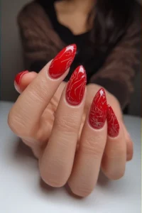 Red Nails with Gold Details (Luxury Nail Idea)