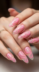 Simple Pink Swirl Nails