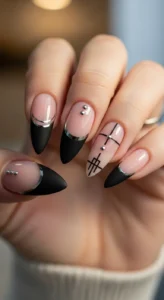 Edgy Black French Tips