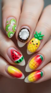 Tropical Fruit Nail Art