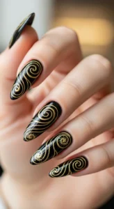 Gold Swirl Nail Art