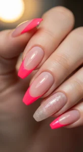 Neon Pink French Tips