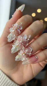 Transparent Petal 3D Flower Nails