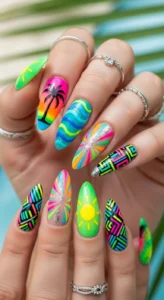 Bold Neon Summer Nails