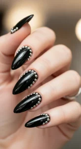 Glossy Black with Studs