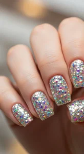 Clear Nails with Chunky Sequins