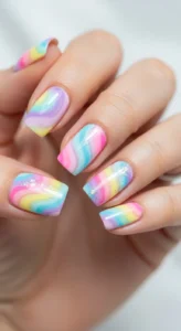 Soft Pastel Swirl Nails