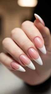 Classic French Tip Stiletto Nails