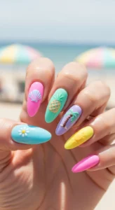 Bright Pastel Summer Nails