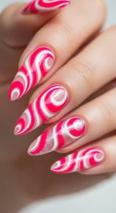 1. Bright Pink Swirl Nails