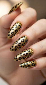 Classic Gold Cheetah Nails