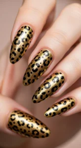 Classic Gold Leopard Nails