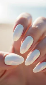 Classic White Glow Summer Nails
