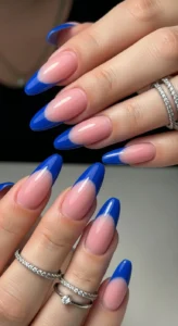 Royal Blue French Tips Nail Ideas