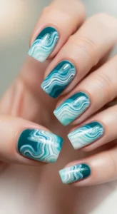 Sea Foam Swirl Nails