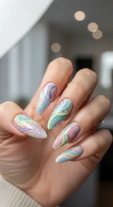 1. Soft Pastel Swirl Nails