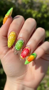Bright Citrus Summer Nails