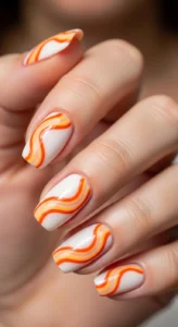 Cute Orange Swirl Nails