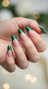 Dark Green French Tip Style