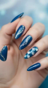 Deep Ocean Blue Nails