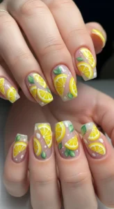 2. Lemon Slice Nail Art