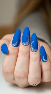 Matte Royal Blue Finish Trendy Nails