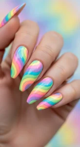 2. Pastel Rainbow Swirl Nails