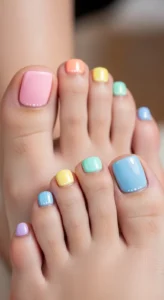 Pastel Rainbow Toe Nail Ideas