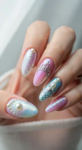 Pearl Accent Princess Nails