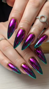  Viral Chrome Stiletto Nails