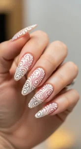 3. Classic White Swirl Designs