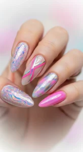 3. Pink Holographic Chrome Designs