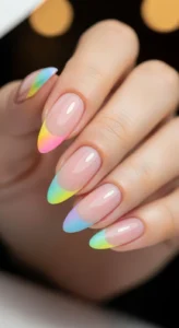 Soft Rainbow French Tips