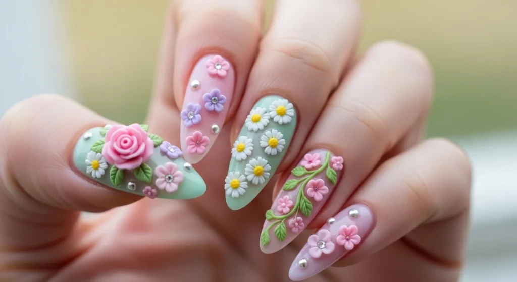 3D Flower Nails Trends