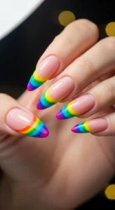 Colorful Rainbow French Tips