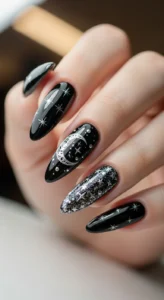 4. Glossy Black with Moon Art