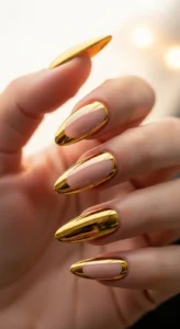 4. Gold Chrome French Tips