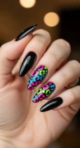 Neon Cheetah Accent Nail